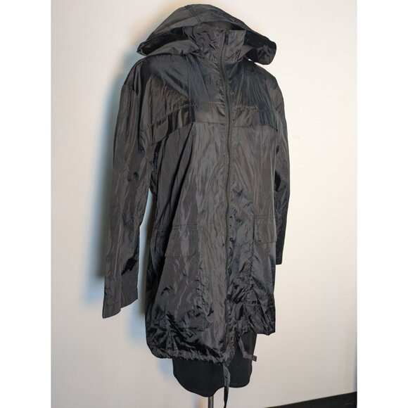 ASOS Black Hooded Lightweight Windbreaker Long Jacket With Drawstring, Size L - Picture 5 of 10